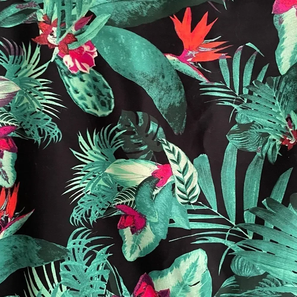 LORD & TAYLOR Pencil Skirt Tropical Print Black Green Red Pink 12 - Picture 5 of 6